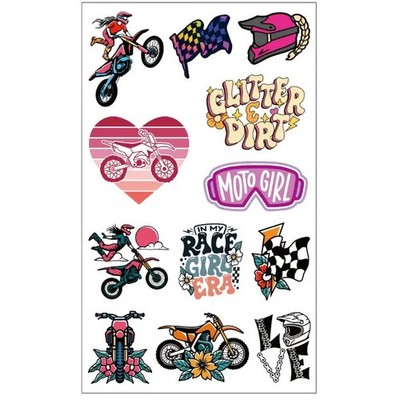 Strictly Wild Moto Girl Temporäres Tattoo Blatt Motocross Mädchen