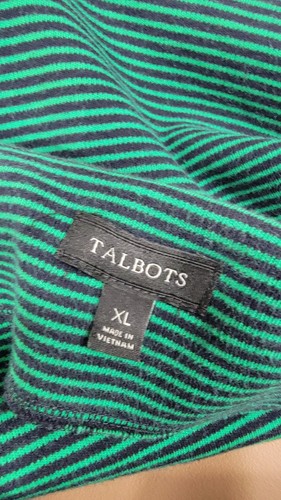 Talbots Shift Dress Women Size XL 3/4 Sleeve Navy Green Striped Cotton Stretch K - Picture 6 of 8
