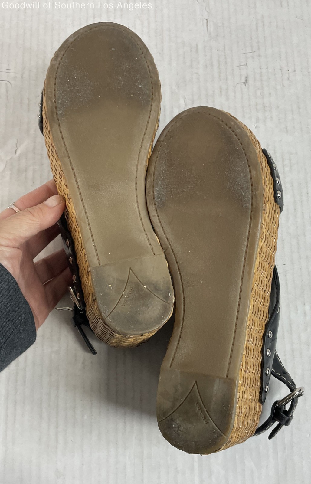 Authenticated Prada Black Leather Crisscross Slin… - image 4