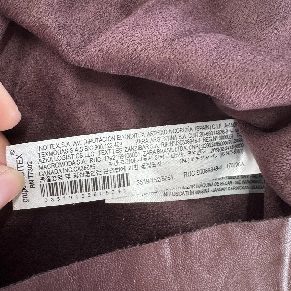 Falda Zara Tejida Mujer Grande Borgoña Imitación Cuero Pull On Bolsillos Forrada Moderna Foto 4 de 4