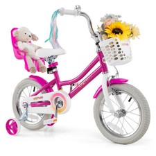 Costway Kids Bike 14 Inch with Training Wheels and 2 Brake System for 3-5 Years