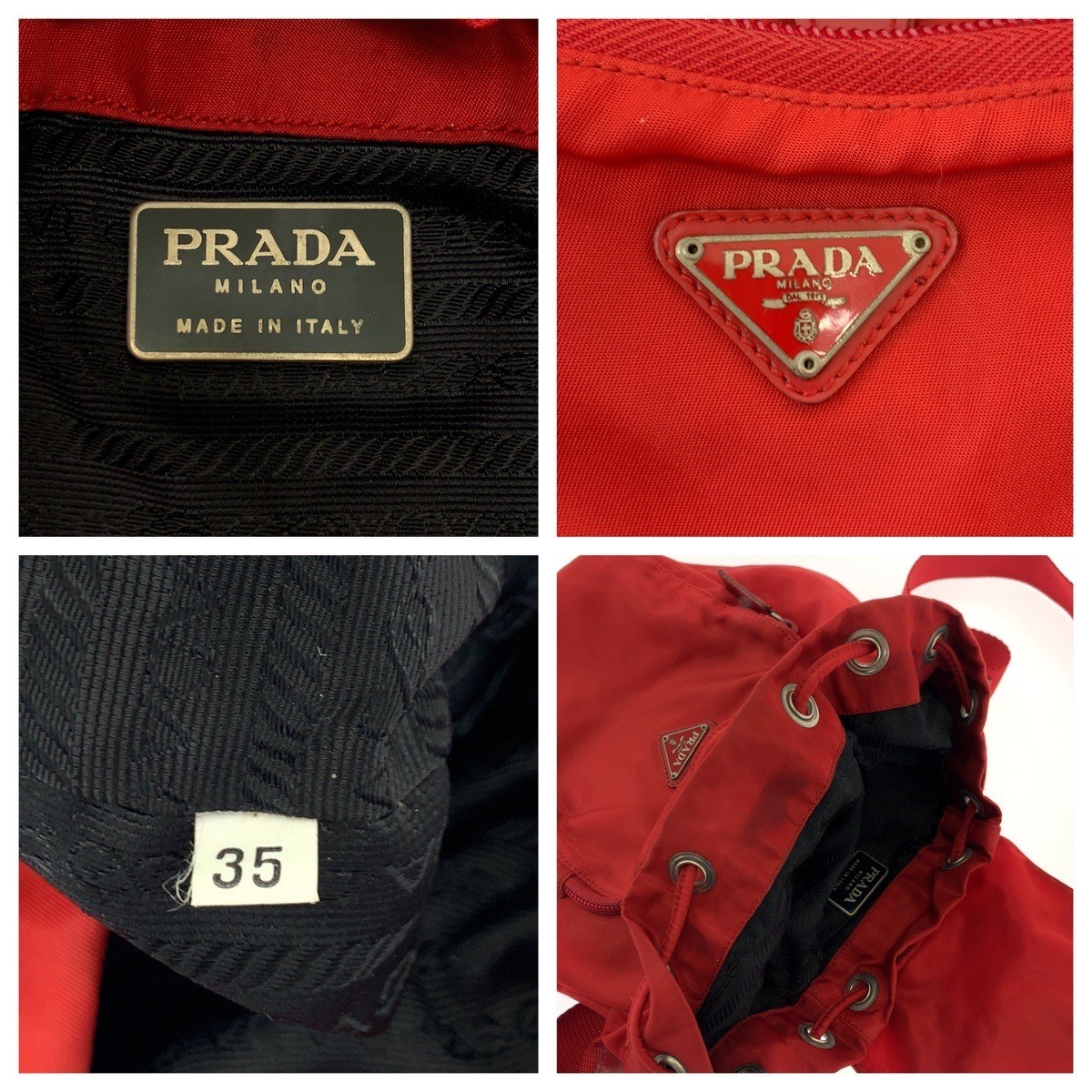 Prada Tessuto Nylon Triangular Plate Rucksack Red… - image 4