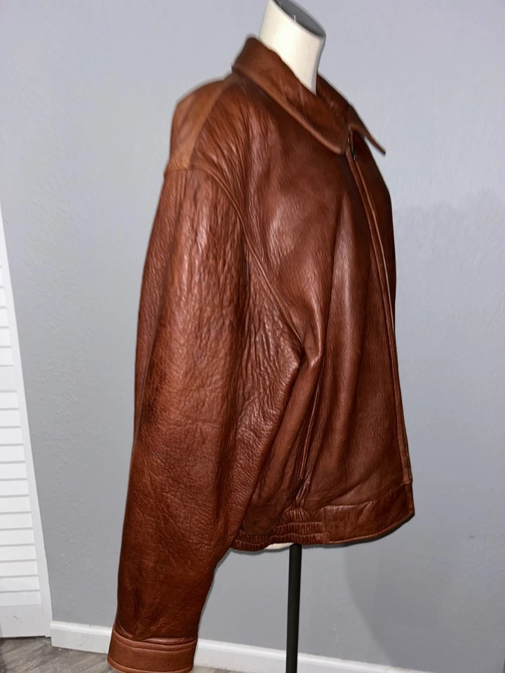 Jaqueta bombardeiro aviador masculina couro genuíno Tanners Avenue tamanho 4X acolchoada forrada - Imagem 4 de 4