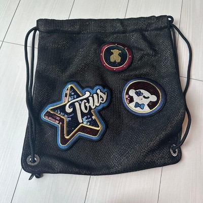 TOUS Black Backpack With patch Women [Used Excellent] ship From JAPAN 