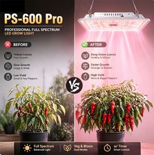 Grow Light 600W Full Spectrum Dimmable LED Veg Bloom Indoor Grow Lamp with Timer