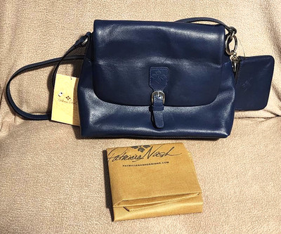 Patricia Nash Mili Leather Medium Flap Crossbody Bag with Coin Pouch in Blue
