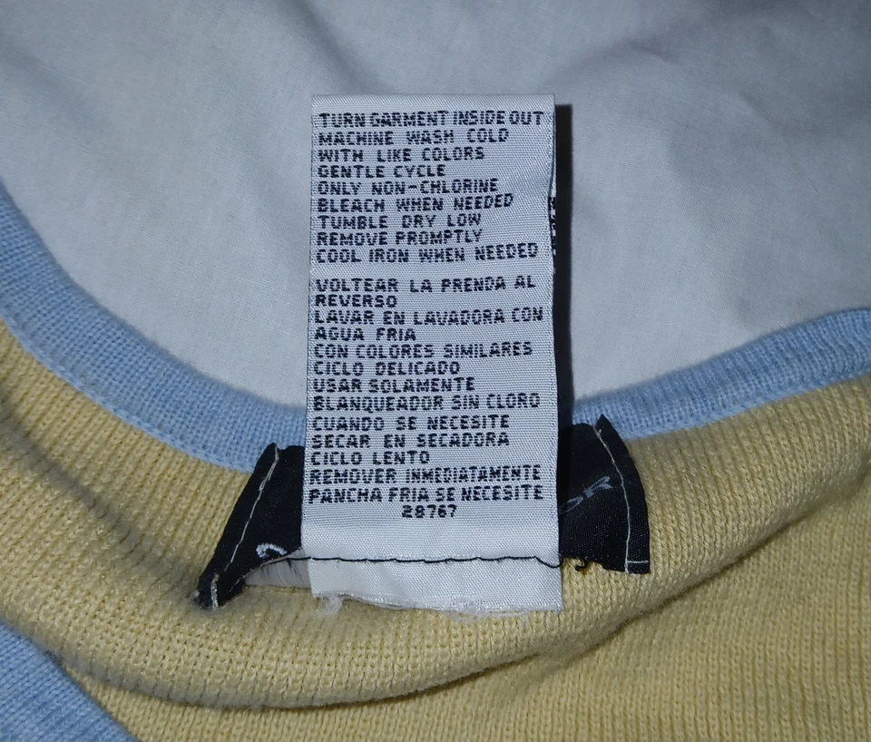 Suéter Pullover Vintage Sag Harbor Para Mujer Azul Amarillo Rayas Cuello Redondo XL Foto 4 de 4