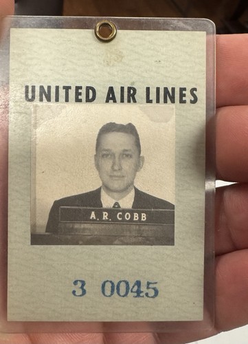 Vintage United Airlines Photo Employee ID Badge 4.2"