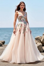 Spaghetti Straps A-Line Color Print Wedding Dresses Floor Length Zipper Back