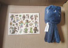 Minecraft soft Squid Plush Toy with Character Sticker Sheet Lot Great Gift item