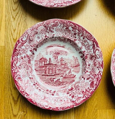 LA CARTUJA DE SEVILLA PICKMAN S.A UMRANDET SUPPENSCHÜSSELN ROT TRANSFERWARE 4er SET