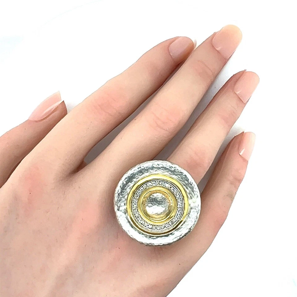 Gurhan Moon Beam Diamonds Sterling & 24k Gold Accent Round Top Ring - Size 6 - Image 2 of 4