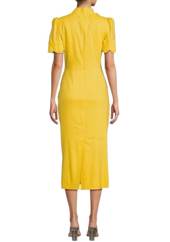willow floral applique short sleeve mock neck midi dress Antonio Melani