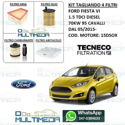 KIT BOSCH 4 Filtri tagliando per FORD Fiesta VI Van 1.4 TdCi 50 kw