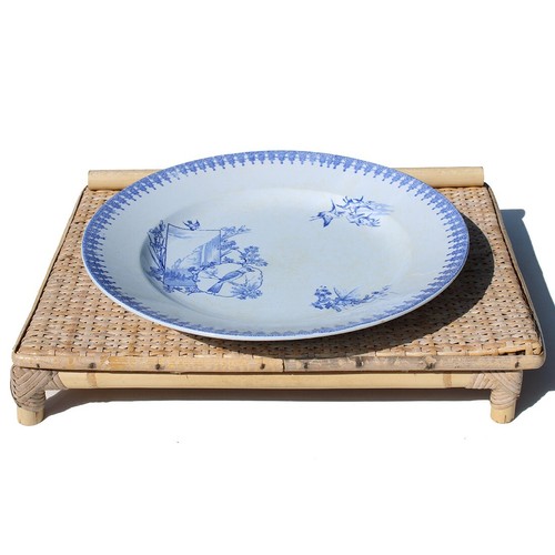 Plat rond ancien au décor Japonisant en faïence de Longwy ø 32 cm - Picture 2 of 9