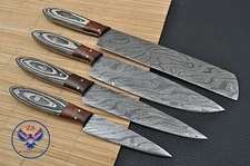 CUSTOM HANDMADE FORGED DAMASCUS STEEL CHEF KNIFE SET KITCHEN KNIVES SET - ZS 103