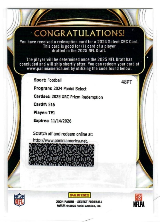 2024 Select Colston Loveland XRC TE1 #516 Tight End Rookie RC