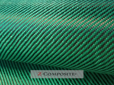Hybridgewebe 200g/m² Grün-Schwarz, Carbon-Kevlar, Z-HGG-Twill200, Designgewebe