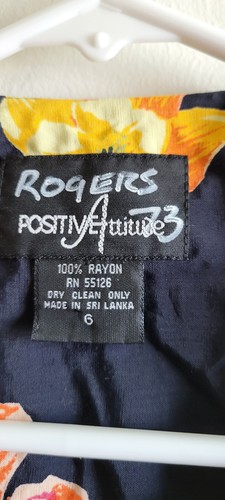 Vintage Positive Attitude Dress Size 6 Colorful Floral Button Front Side Pockets - Picture 4 of 6