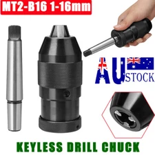 1-16mm Self Tighten Keyless Drill Chuck Lathe Tool MT2 B16 Shank Morse Taper AU