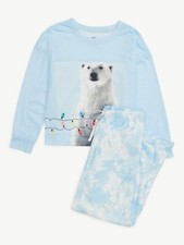 Justice Girls Long Sleeve Top and Sleep Pants Pajama Elastic Waistband XL 16-18