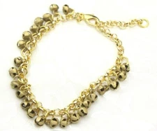 Belly Dance Chime Anklet Dancers Clapperless Bell Gold Brass Adjustable 9"-12"