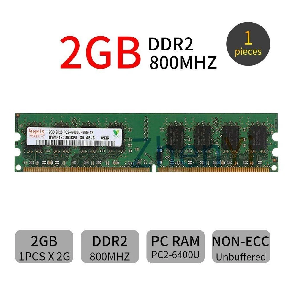 MEMORIE RAM HYNIX 2 X 2 GB (4 GB) DDR2 800 MHz 1,8V DIMM PC2  DESKTOP - Immagine 2 di 4