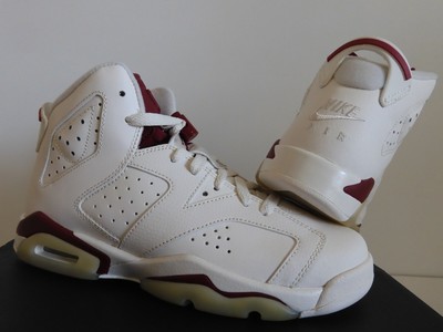 NIKE AIR JORDAN 6 RETRO OG BG OFF WHITE-MAROON SZ 7Y-WOMENS SZ 8.5 