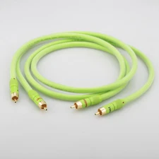 Pair 6N 99.9999% OFC RCA Hifi Audio Interconnect Cable With Gold Plated RCA Plug