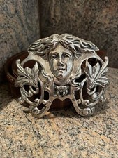 RARE HUGE  Kieselstein-Cord Medusa Belt Buckle W/Brown Alligator Belt Size 2