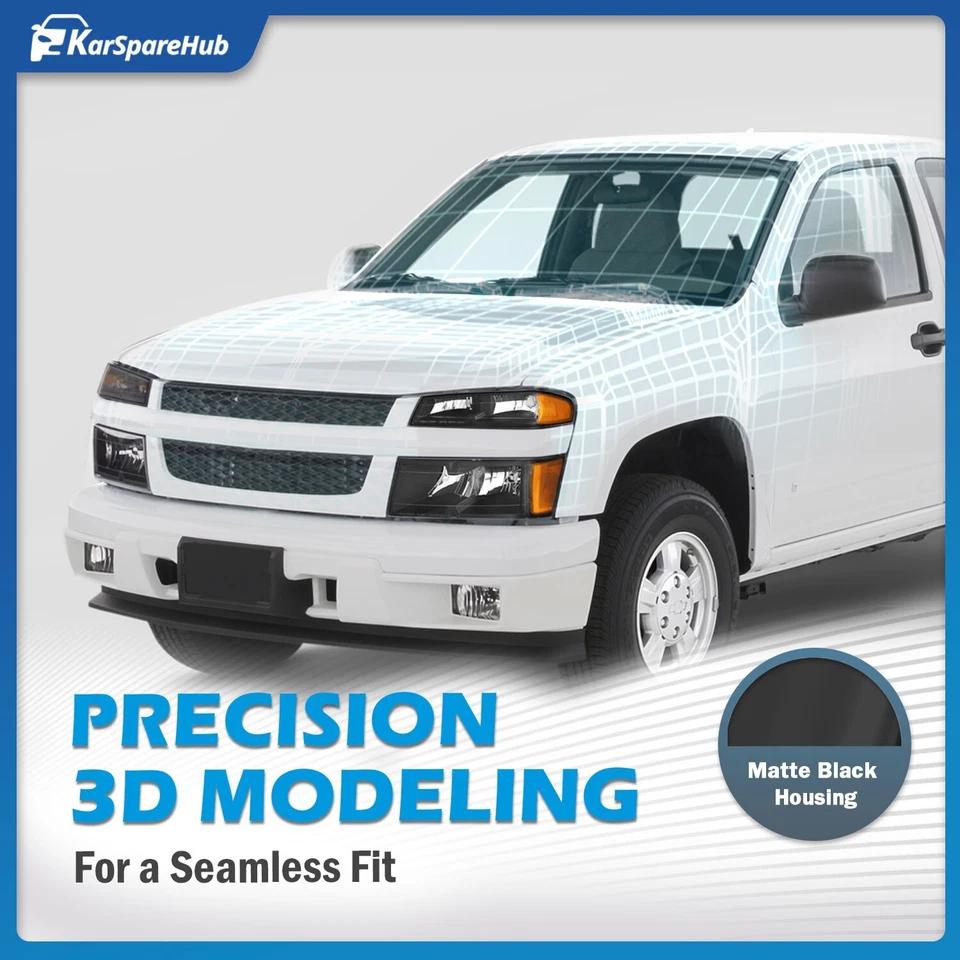 Pair Headlights + Bumper Lamps For 2004-2012 GMC Canyon Chevy Colorado w/ Bulbs Foto 2 de 4