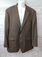 Izod Mens Brown Herrigbone Wool 2 Buttons Blazer Sport Coat Sz 46L 