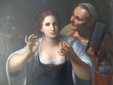 Angelo Caroselli Original Painting Old Master Art 19th C. Figurative Masterpiece