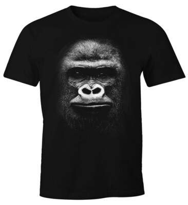 Herren T-Shirt 3D Gorilla Gorillakopf Fun-Shirt Moonworks 