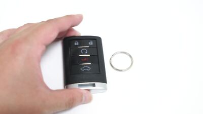 Cadillac Key Fob Cover For 2015-2019 CTS, SRX, XT5, ATS, STS, CT6 - Genuine Leather, 5-Button, Includes Key Clip