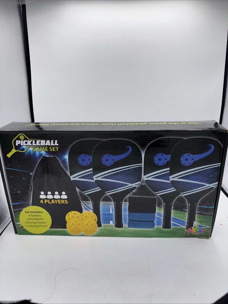 Pickleball Set 4 Wood Pickleball Rackets 4 Pickleball Balls 4 Towels & Carry Bag