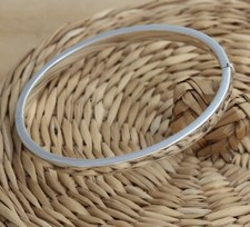Solid 925 Sterling Silver Oval Bangle Bracelet 5mm Wide Hinged UK Hallmarked