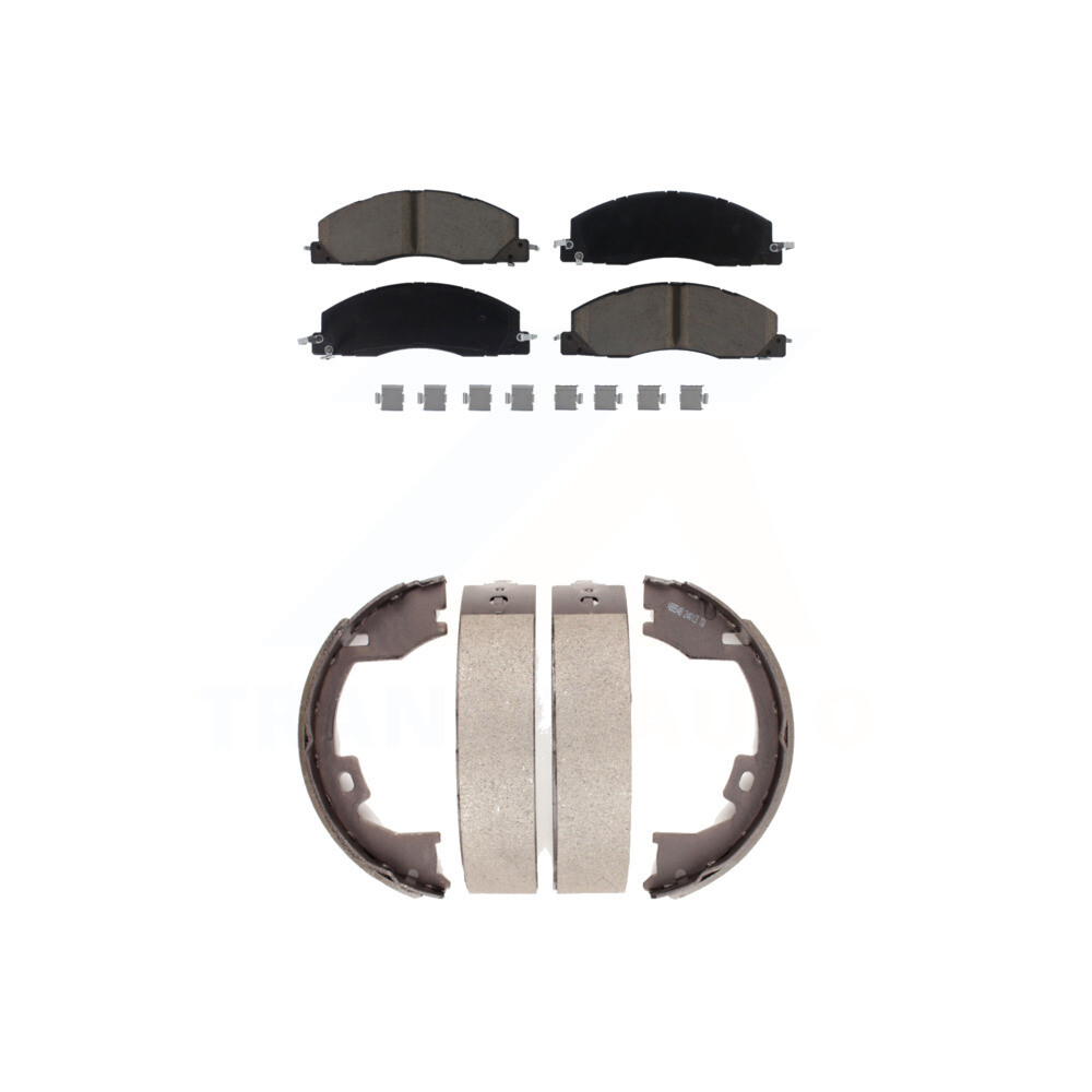 Front Ceramic Brake Pads And Rear Parking Shoes Kit For Ram 2500 3500