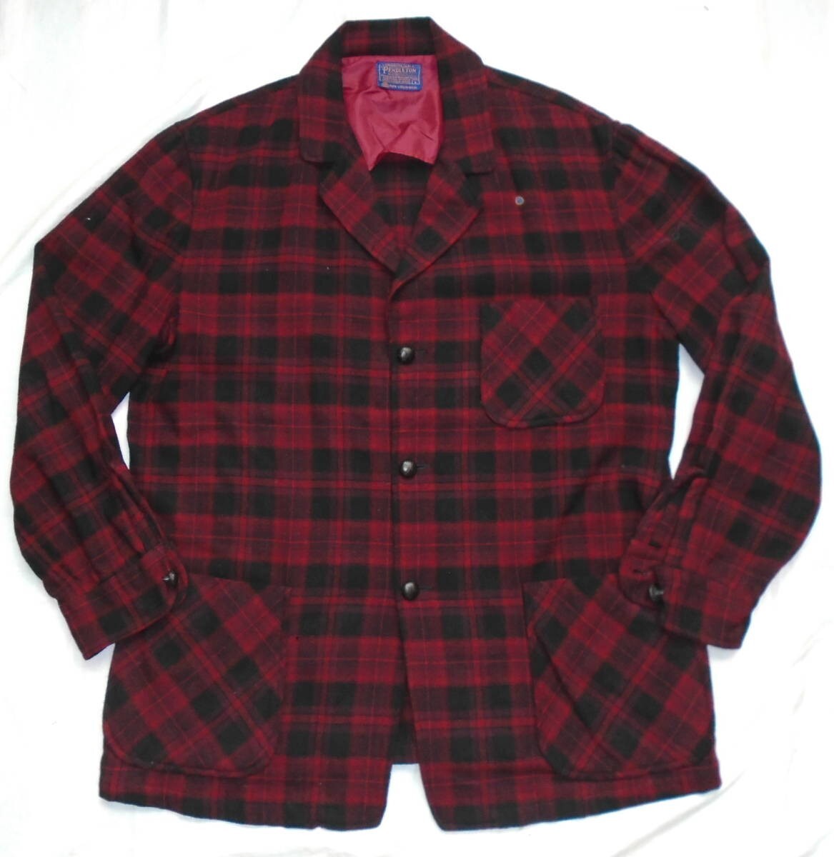 Vintage 50s 60s Pendleton 100% Wool Red Plaid Jacket - Size  display picture 2