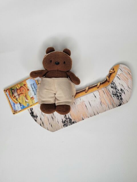 BROWN PAW’S THANKSGIVING Native American teddy bear Hallmark 1995 w/book