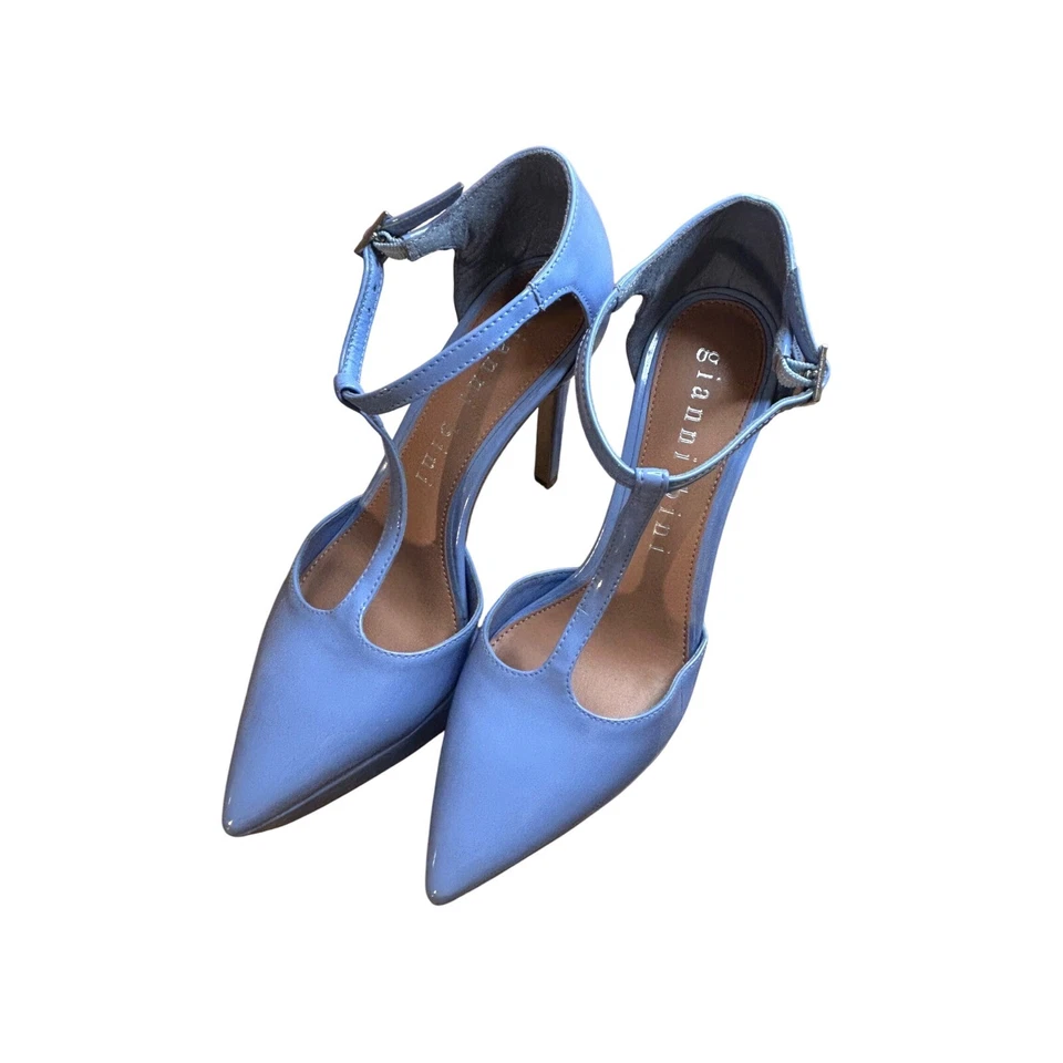 Zapatos de tacón Gianni Bini correa en T punta plataforma azul talla 6M Foto 2 de 4