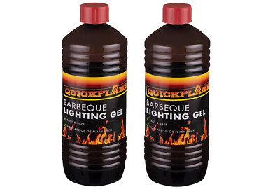 2 x Quick Flame Grill Beleuchtung Gel BBQ Feuerzeug Starter für BBQ Partys - 1 Lt
