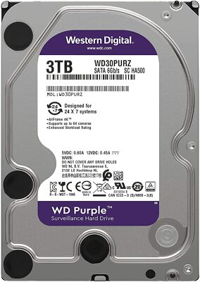 WD Purple 3TB Internal Hard Drive 256MB 5400 RPM Surveillance HDD