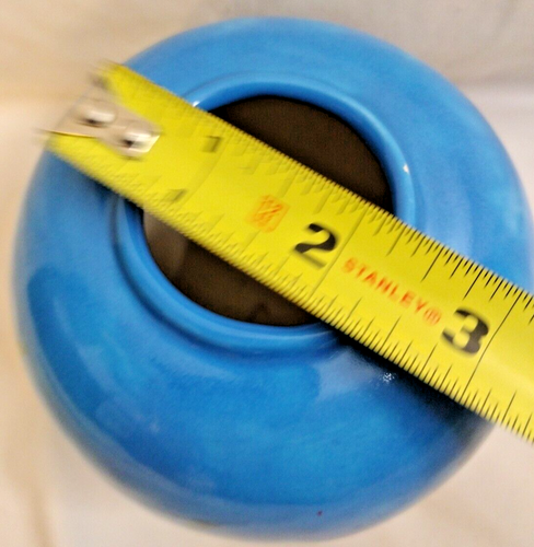 Handcrafted Ceramic Birds Blue Glossy Vase Art Piece Artist Signed - Picture 9 of 10