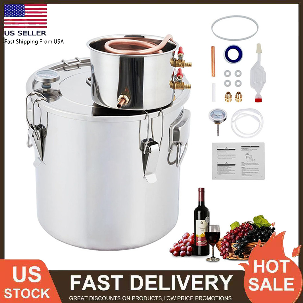 Alcohol Still 10 Gal 38L Water Alcohol Distiller Pot Wine Whisky Brandy Making