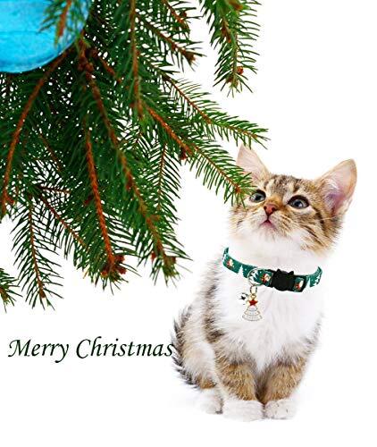 Christmas Cat Collar Set - Xmas Cat Adjustable Breakaway Collars with Bells & - 第 5/5 張圖片
