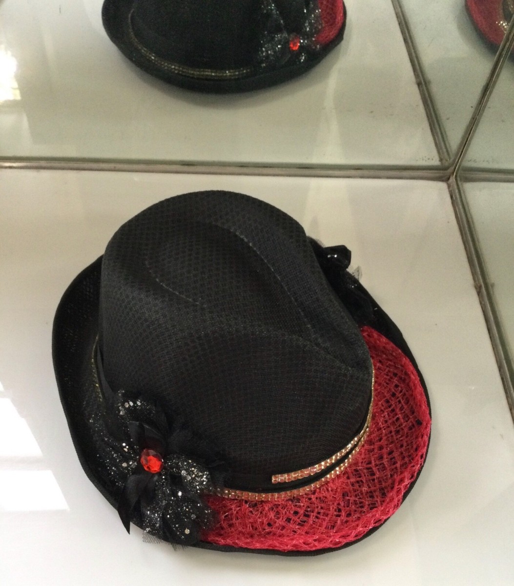 Hat fancy black, red, rhinestone one size fits all new  display picture 2