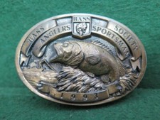 1993 Vintage Bass Anglers Sportsman Society Belt Buckle Bronze Tone NOS 