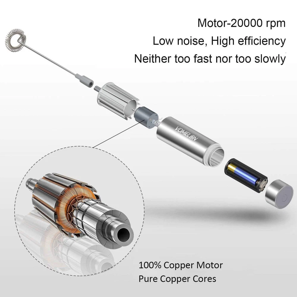 Milk Frother Handheld, Battery Operated Travel Coffee Frother Milk Foamer Dri...