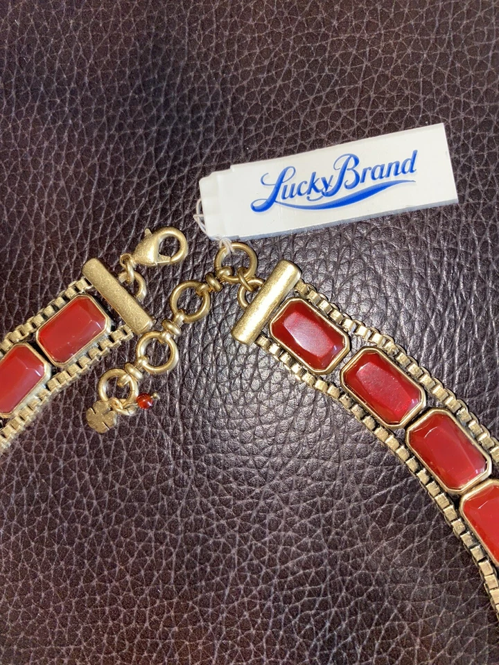 RARO!! Collar Chocker Piedra Marrón Declaración Oro Marca Lucky. Foto 3 de 4